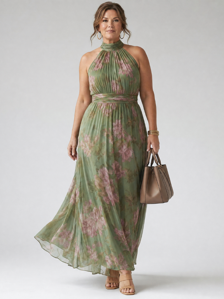 Melanie | Women's Floral Halter Midi Dress