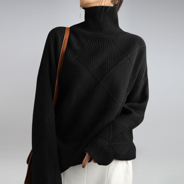Women's Cashmere Polo Neck Jumper Soft Knit