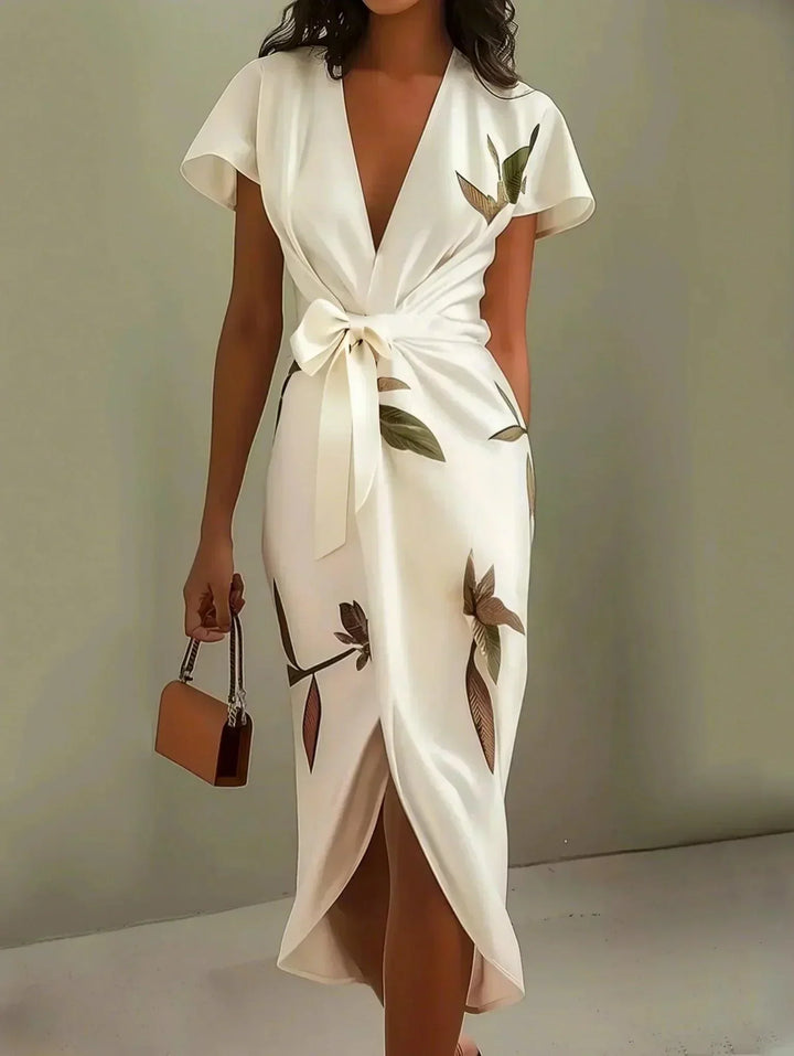 Women's Floral Wrap Midi Dress