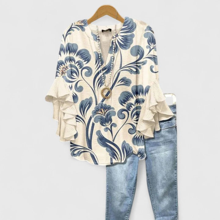 Iris | Women's Floral Ruffle Blouse