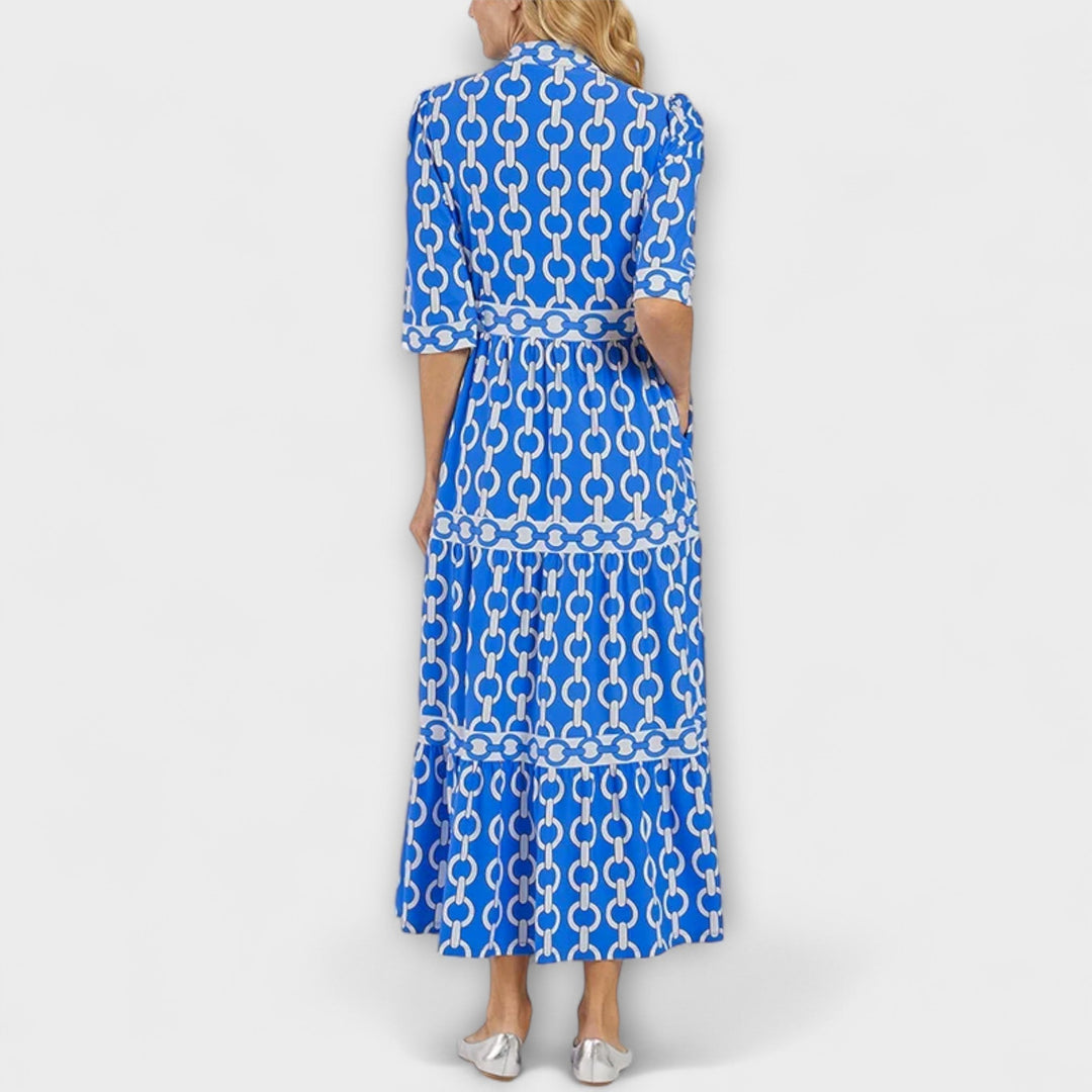 Women's Three-Quarter Sleeve Tiered Midi Dress
