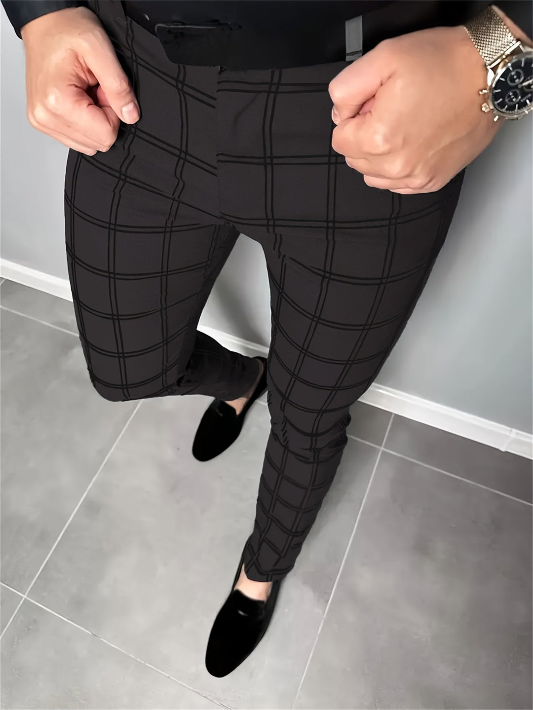 Cormac | Men's Slim Fit Checked Trousers