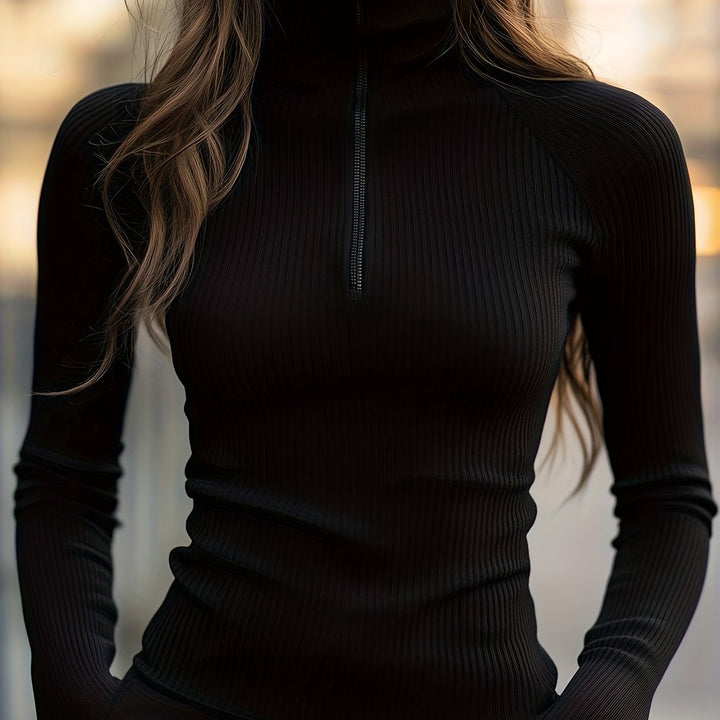 Tanya | Women's Slim Fit Half-Zip Mock Neck Top