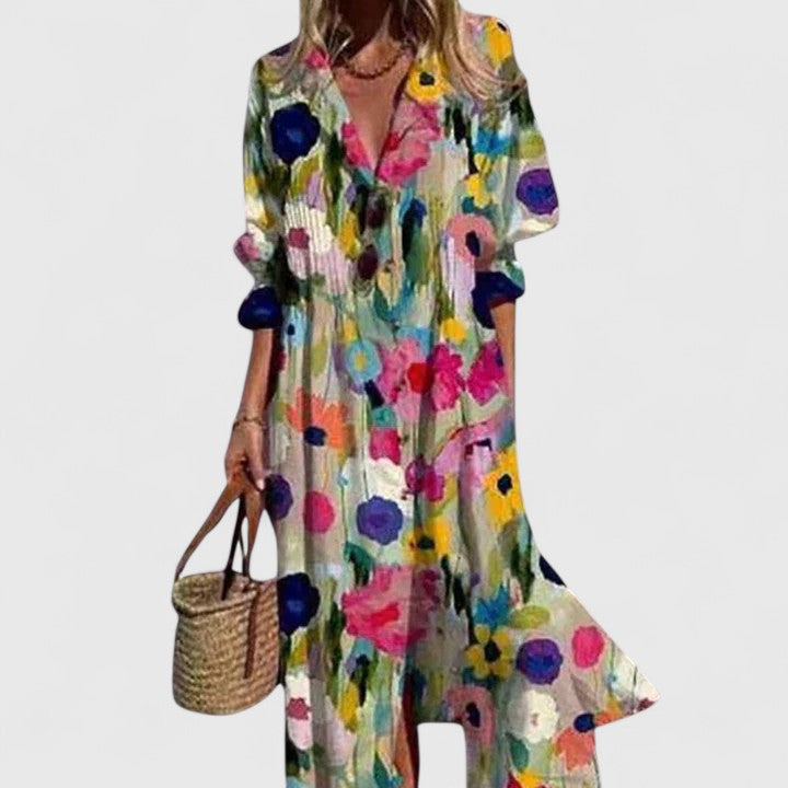 Women's Boho Printed Midi Dress