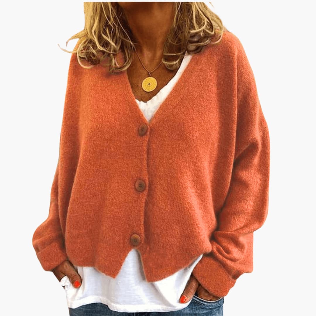 Women's Oversized Knit Cardigan V Neck Button Up