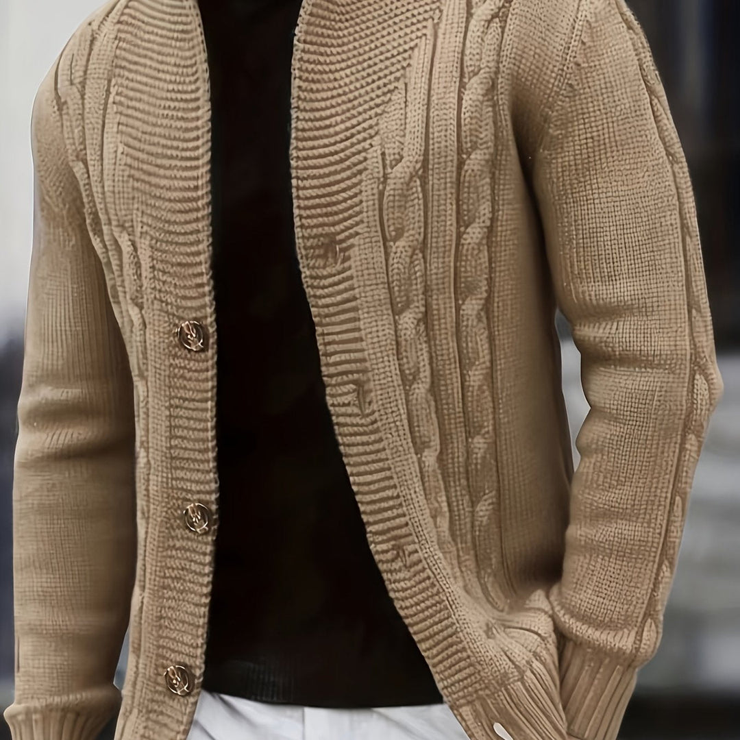 Jenson | Men's Cable Knit Button-Up Cardigan