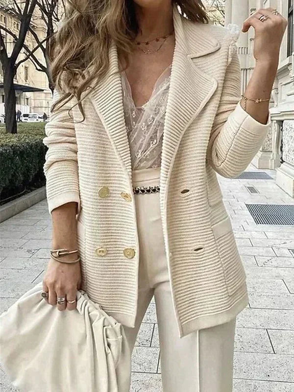 Geraldine | Women's Double-Breasted Ribbed Blazer