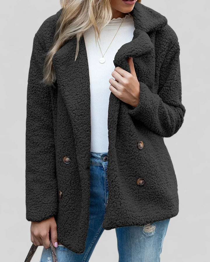 Mavis | Women's Double-Breasted Long Teddy Coat