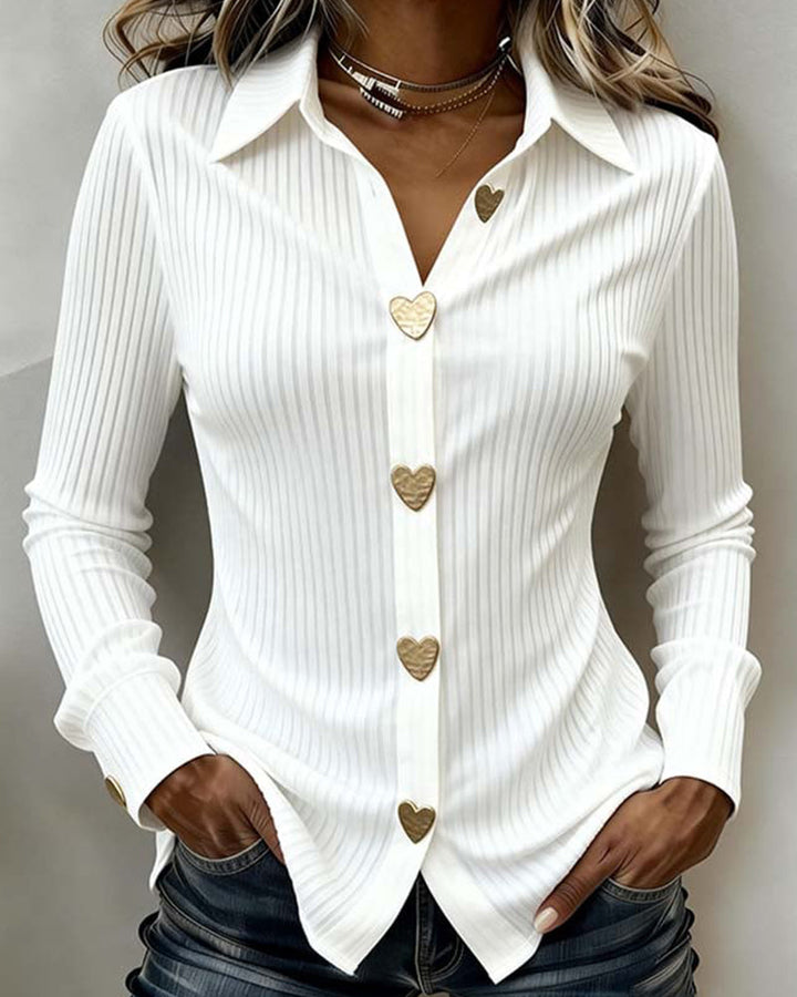Women's Lapel Collar Button-Up Shirt