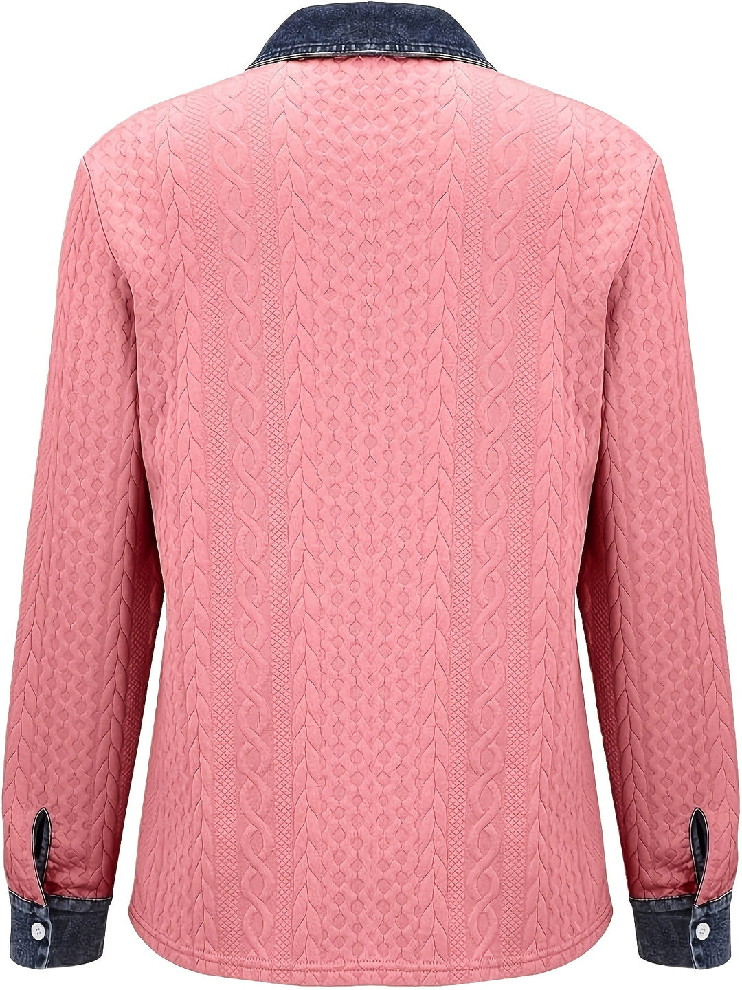 Saffron | Women's Contrast Trim Cable Knit Cardigan