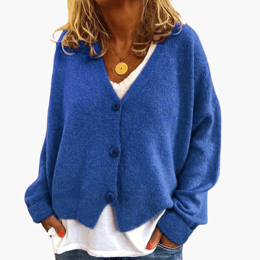Women's Oversized Knit Cardigan V Neck Button Up