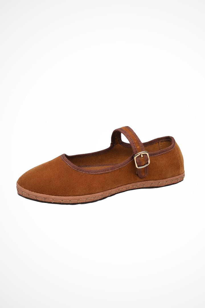 Women's Mary Jane Ballet Flats Buckle Strap Suede
