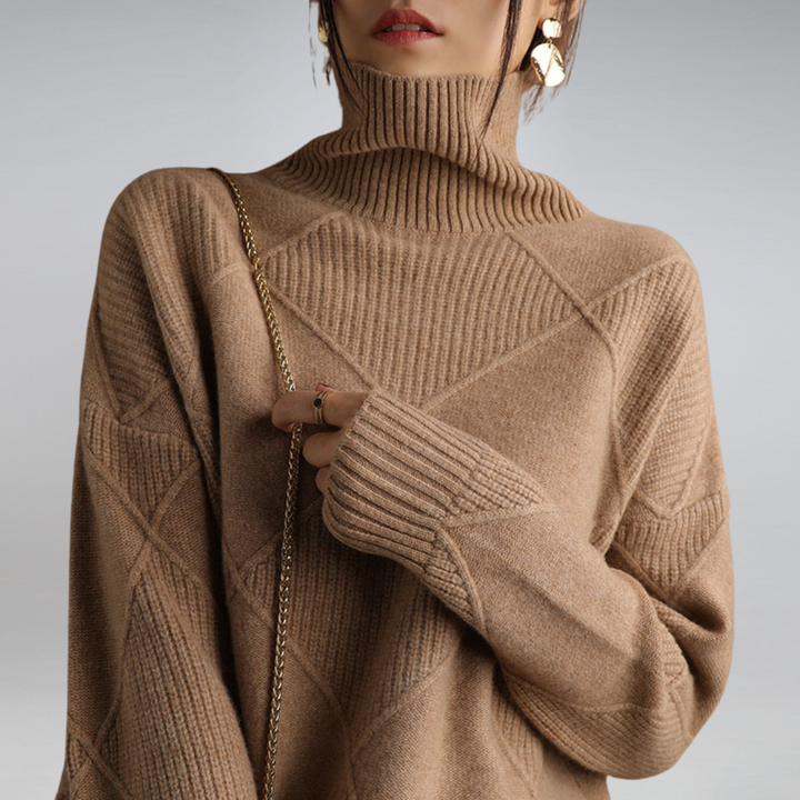 Women's Cashmere Polo Neck Jumper Soft Knit