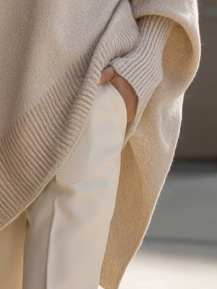 Women's Oversized Wool Blend Jumper Asymmetric Hem