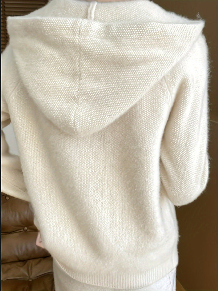 Gwen | Women's Hooded Zip-Up Knit Cardigan