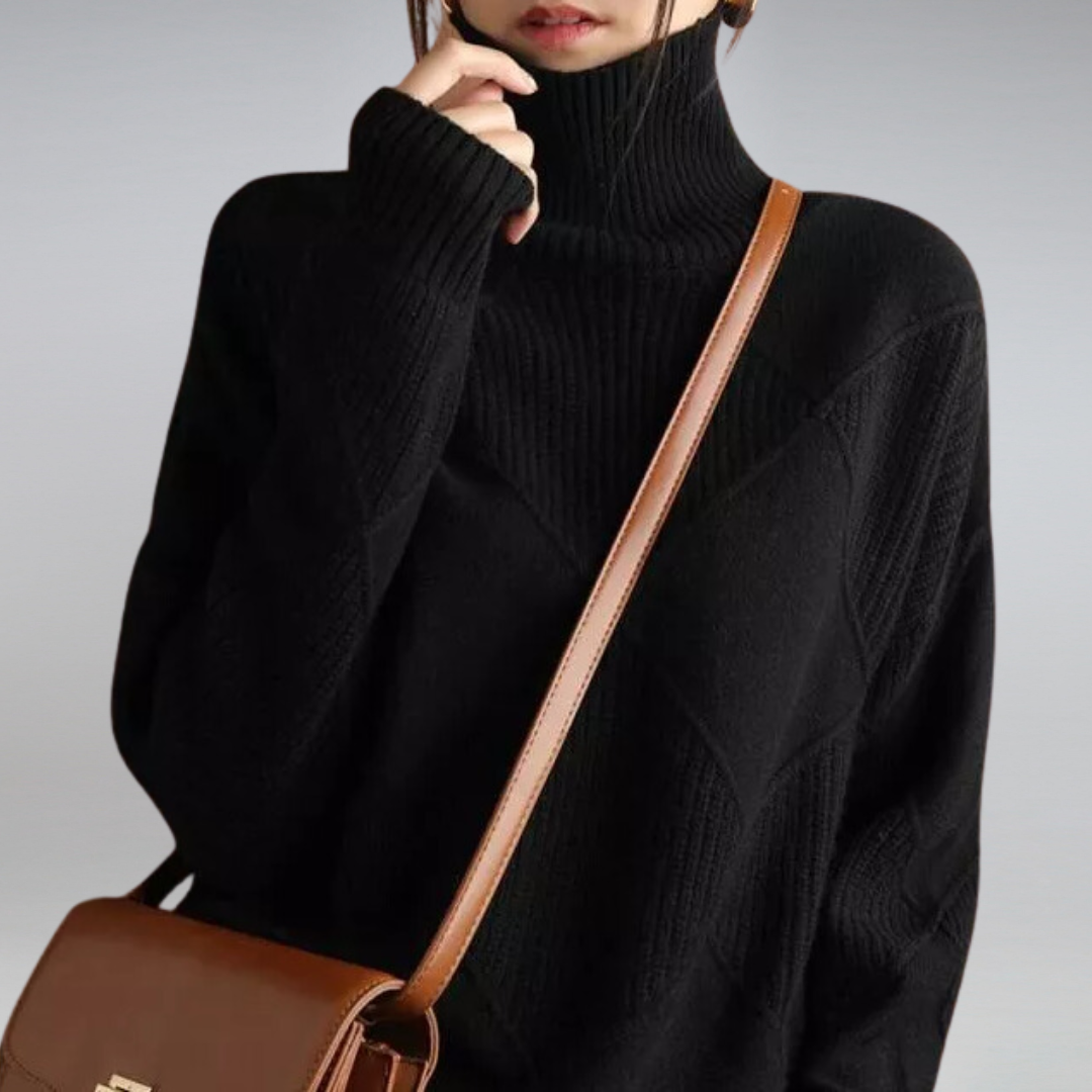 Women's Cashmere Polo Neck Jumper Soft Knit