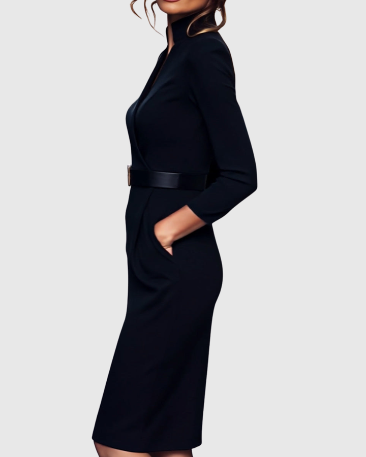 Women's Mock Wrap Midi Dress