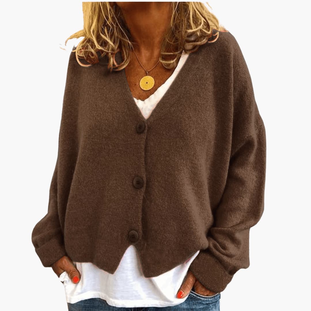 Women's Oversized Knit Cardigan V Neck Button Up