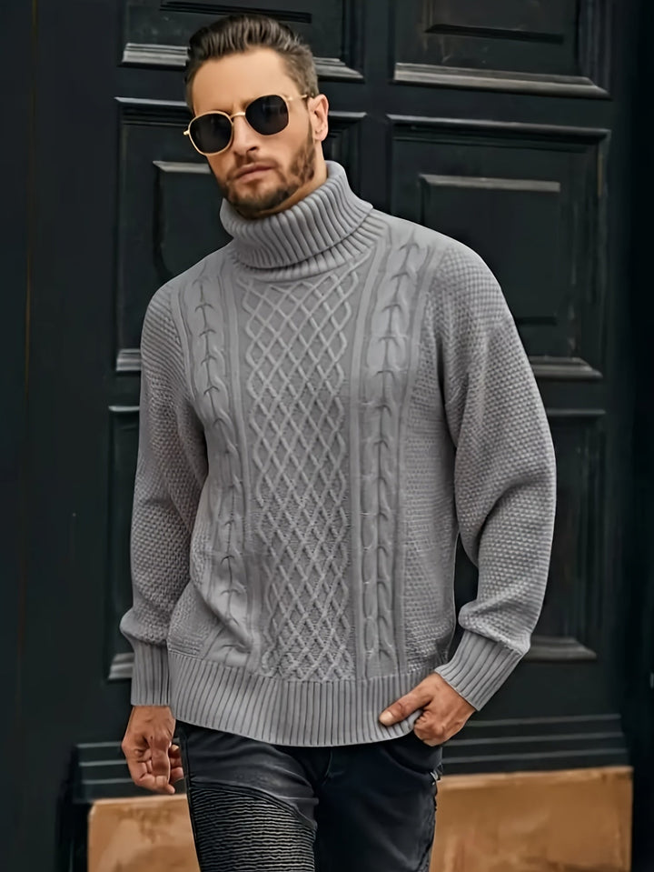 Eamon | Men's Cable Knit Roll Neck Jumper