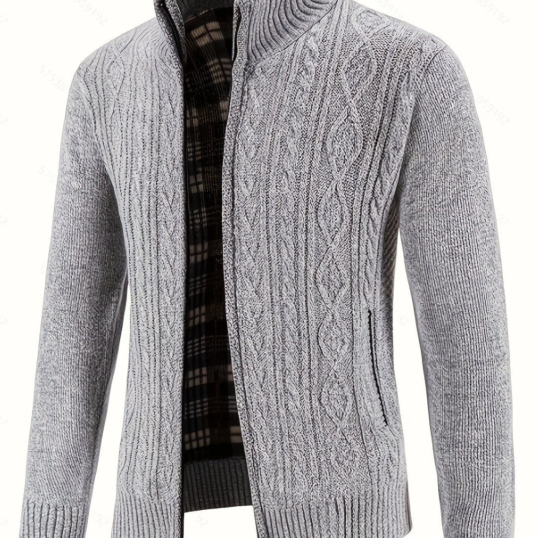 Nolan | Men's Textured Zip-Up Knit Cardigan