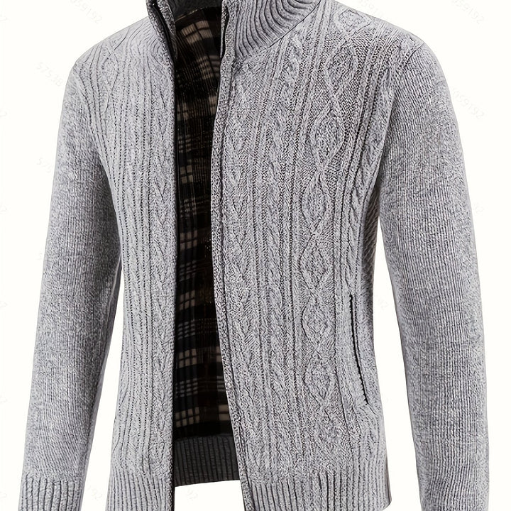 Nolan | Men's Textured Zip-Up Knit Cardigan