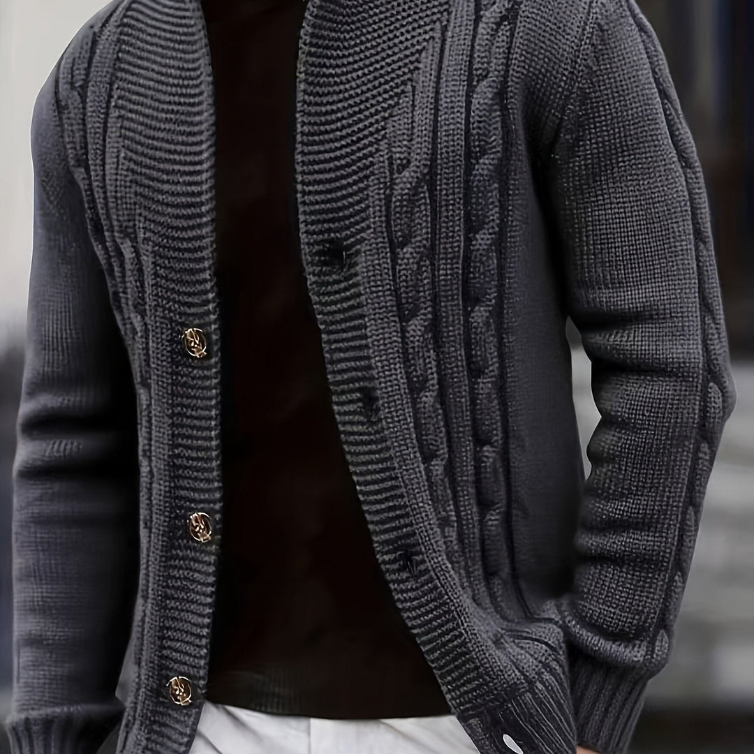 Jenson | Men's Cable Knit Button-Up Cardigan