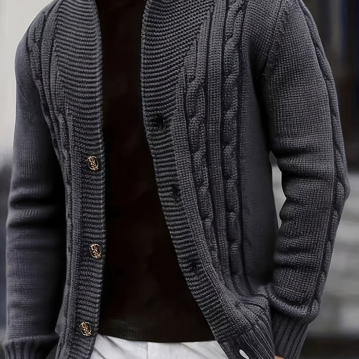 Jenson | Men's Cable Knit Button-Up Cardigan