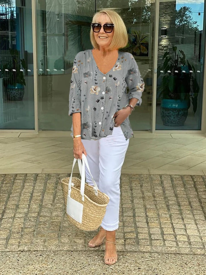 Women's Floral Three-Quarter Sleeve Blouse