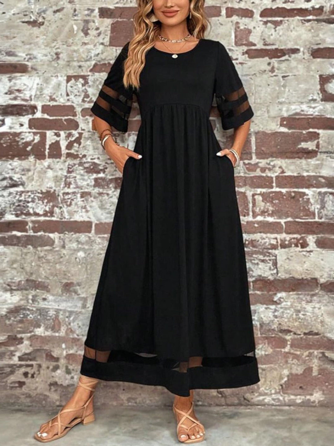 Women's Tummy Flattering Midi Dress Elegant Fit