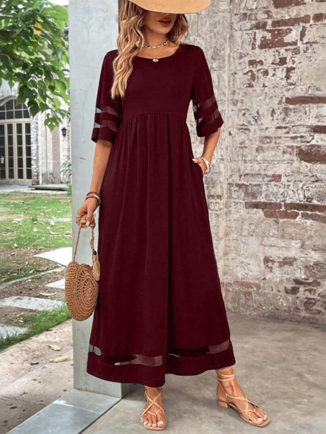 Women's Tummy Flattering Midi Dress Elegant Fit