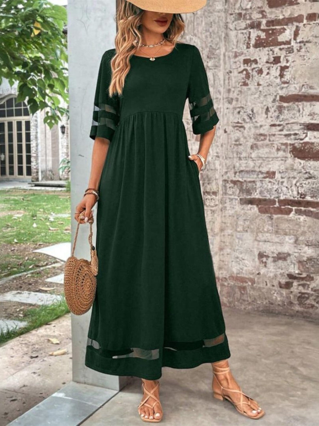 Women's Tummy Flattering Midi Dress Elegant Fit