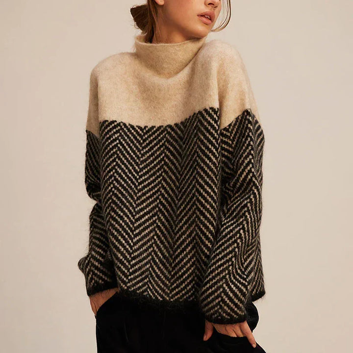 Juliana | Women's Chevron Roll Neck Knit Jumper