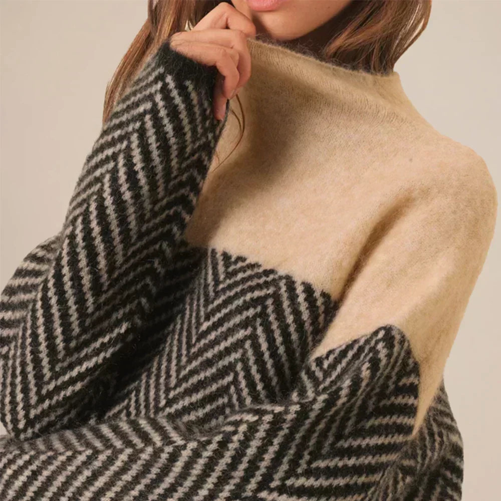 Juliana | Women's Chevron Roll Neck Knit Jumper