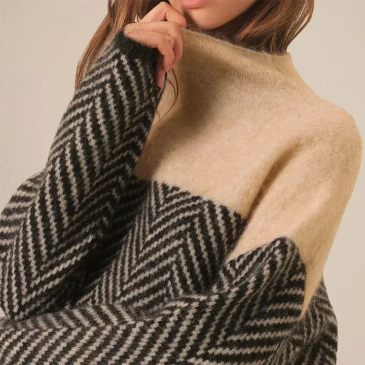 Juliana | Women's Chevron Roll Neck Knit Jumper