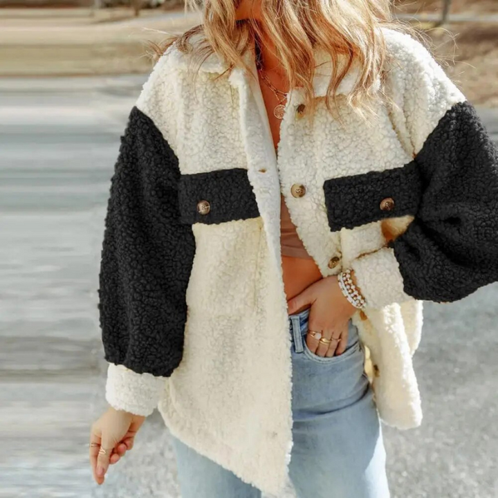 Hattie | Women's Colour Block Teddy Jacket