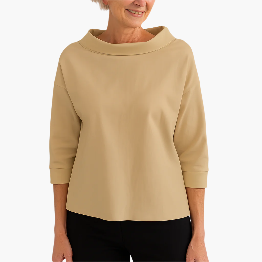 Women's Stand Collar 3/4 Sleeve Top