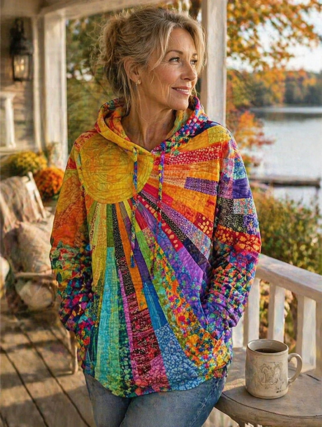 Women's Boho Patchwork Hoodie