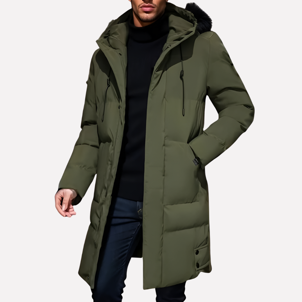 Angus | Men's Long Quilted Hooded Winter Jacket