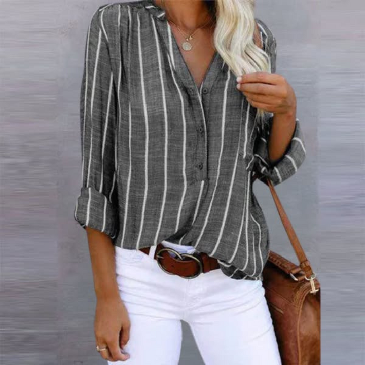 Women's Striped Button-Front Top