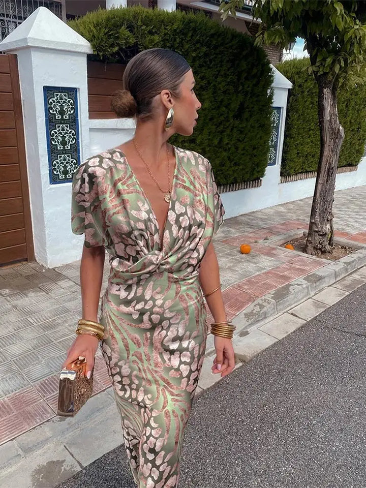 Women's Twist Front Printed Summer Dress