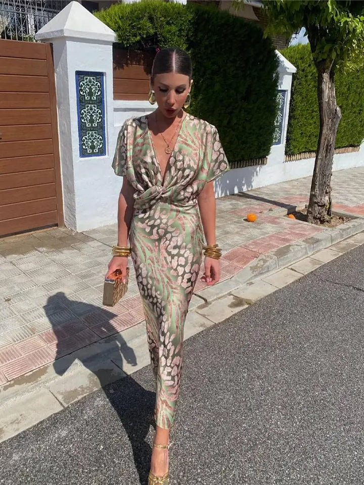 Women's Twist Front Printed Summer Dress