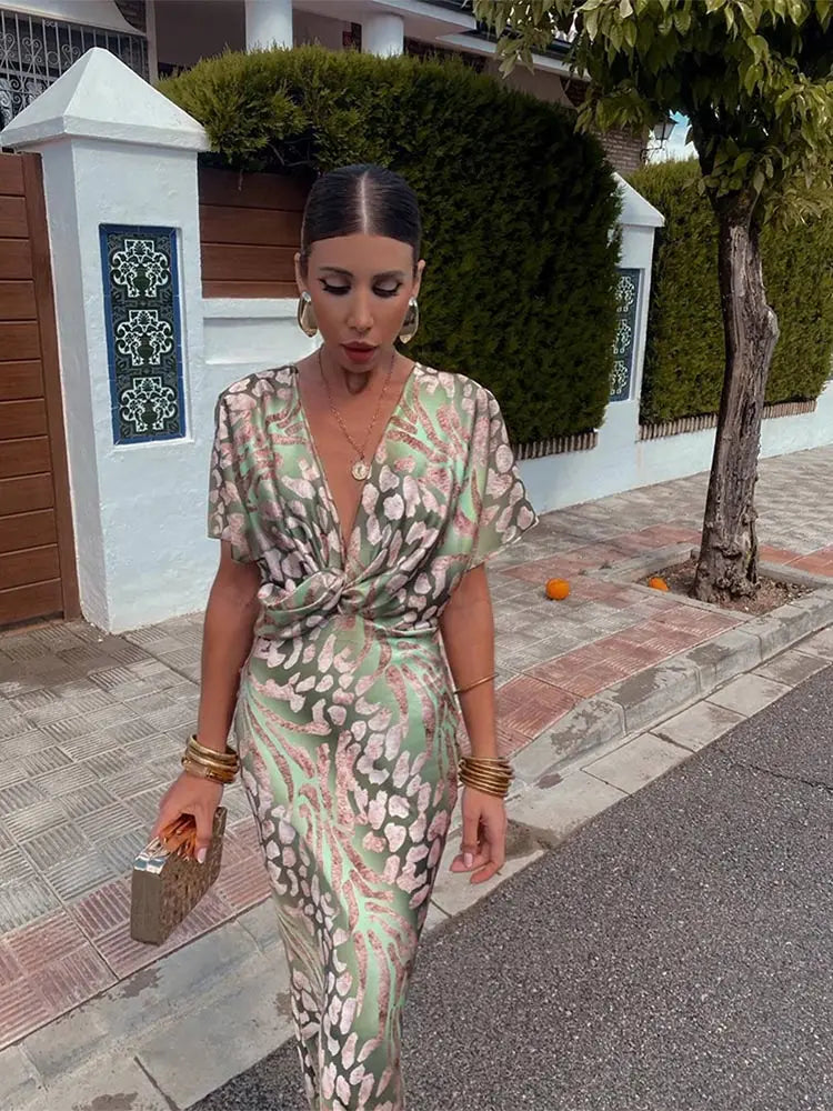 Women's Twist Front Printed Summer Dress