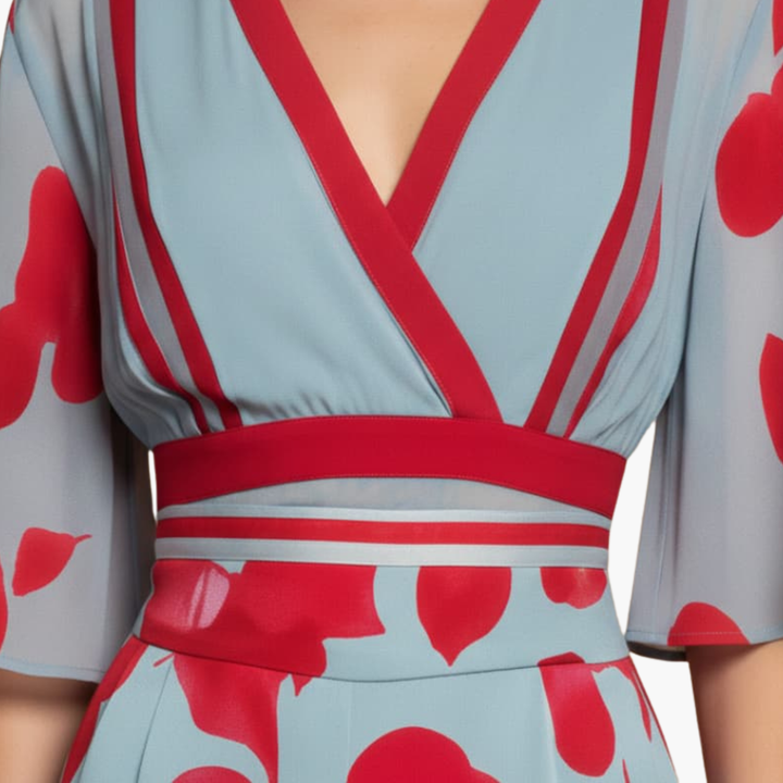 Women's Floral Maxi Dress V Neck Elegant Fit