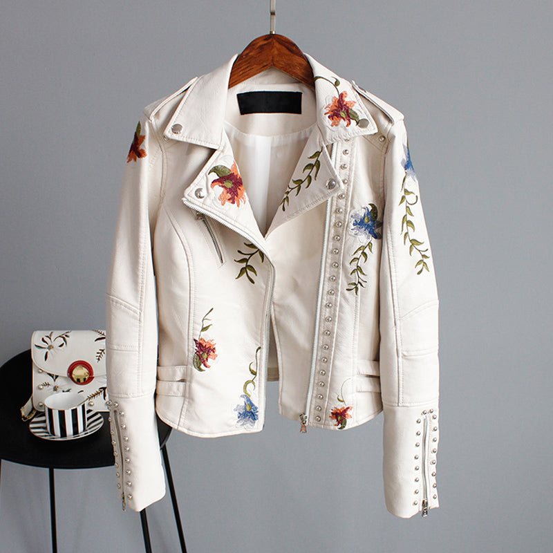 Bronwyn | Women's Embroidered Biker Jacket
