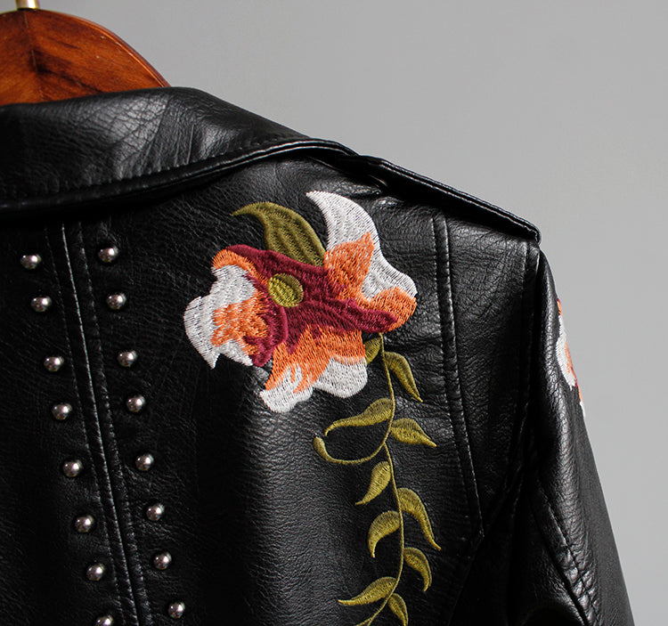 Bronwyn | Women's Embroidered Biker Jacket