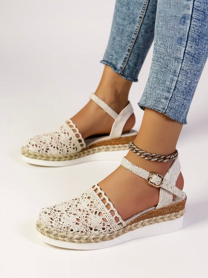 Women's Orthopedic Espadrille Sandals Closed Toe Ankle Strap