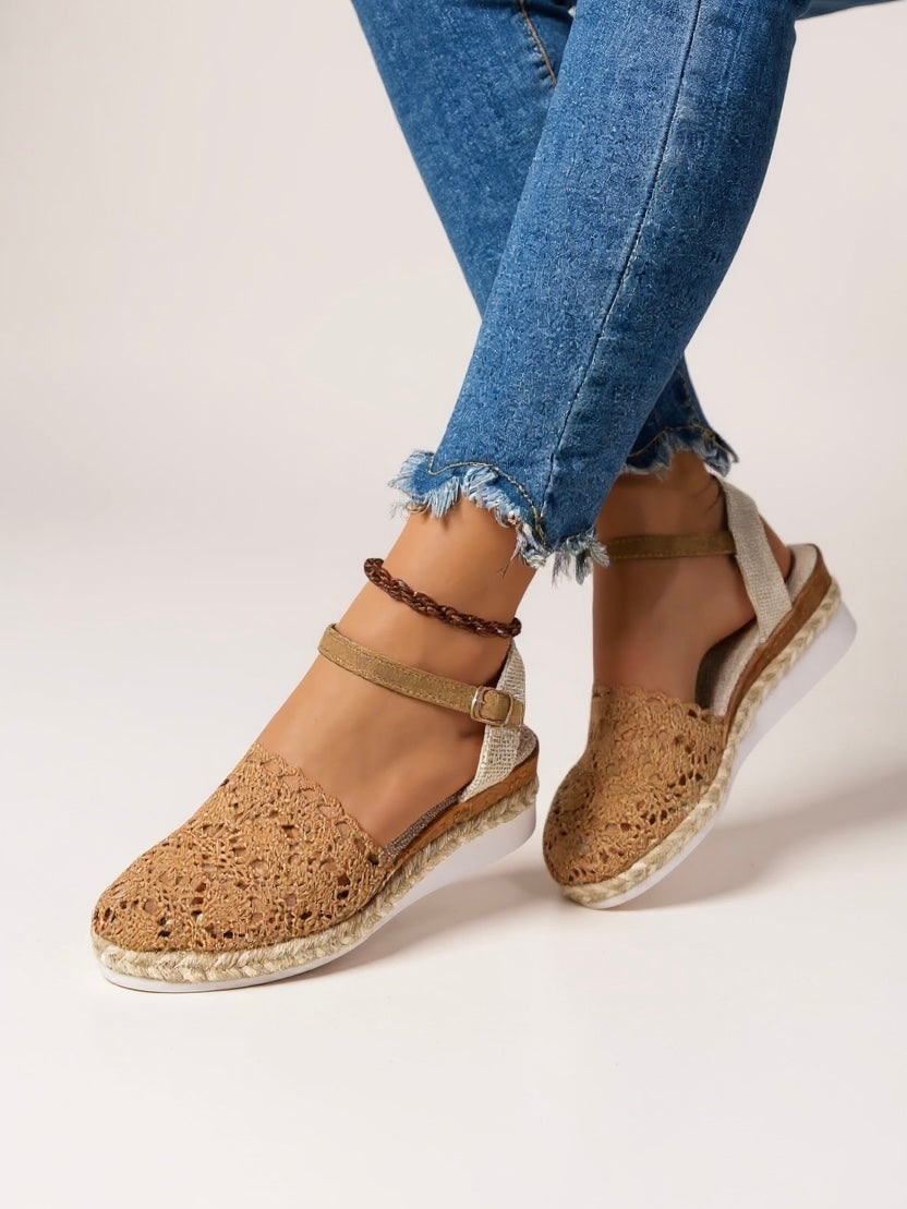 Women's Orthopedic Espadrille Sandals Closed Toe Ankle Strap