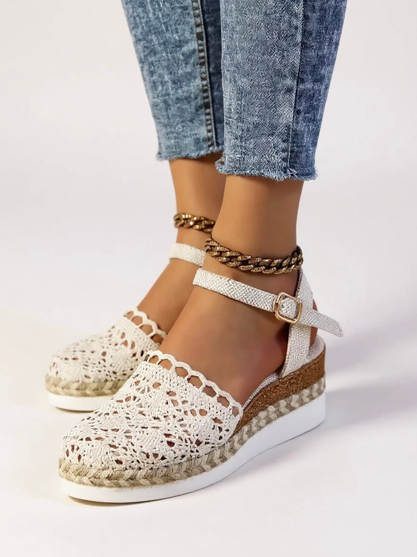 Women's Orthopedic Espadrille Sandals Closed Toe Ankle Strap