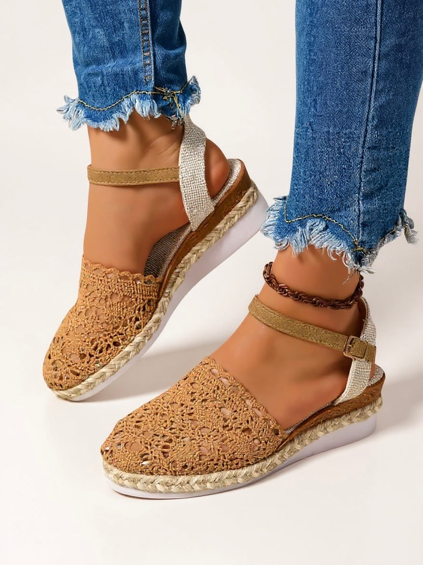 Women's Orthopedic Espadrille Sandals Closed Toe Ankle Strap