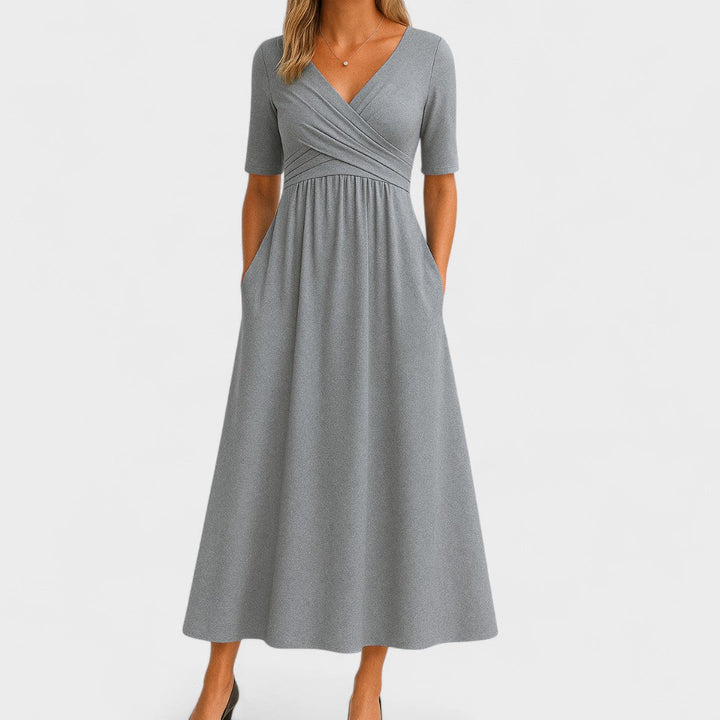 Women's Elegant V-Neck Midi Dress